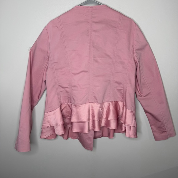 Lane Bryant Pink Moto-Style Jacket with Ruffle Detail Size 18 - Picture 6 of 12